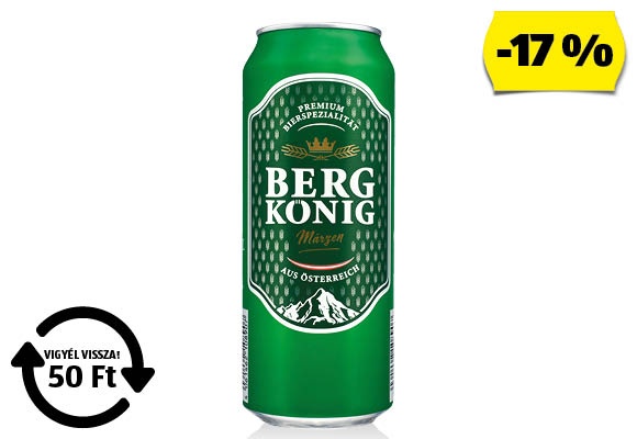 BERGKÖNIG Märzen világos sör, 0,5 l/doboz