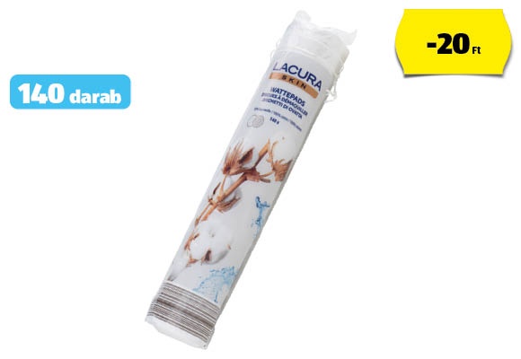 LACURA Pamut vattakorong, 140 darab/csomag