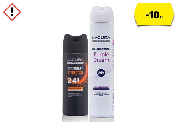 LACURA Női vagy férfi deospray, 200 ml/flakon