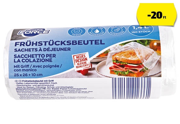 POWER FORCE Uzsonnástasak, 150 darab/csomag