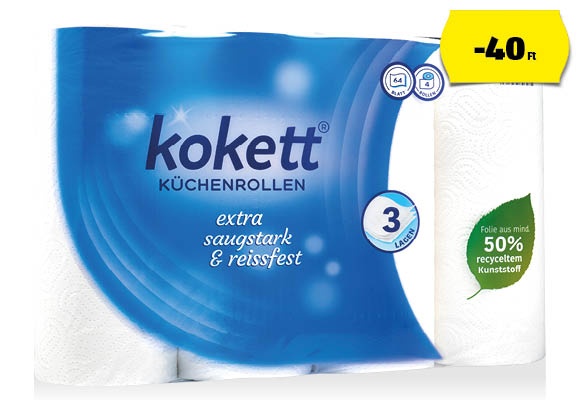 KOKETT Konyhai papírtörlő, 4 tekercs/csomag