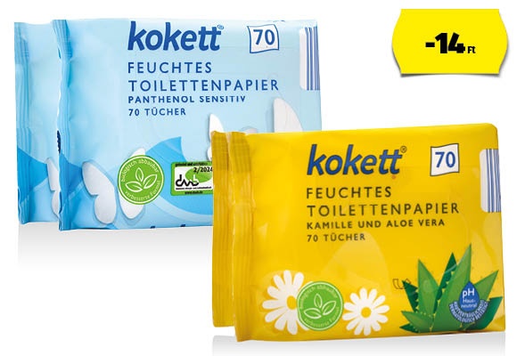 KOKETT Nedves toalettpapír, 2 x 70 lap/csomag