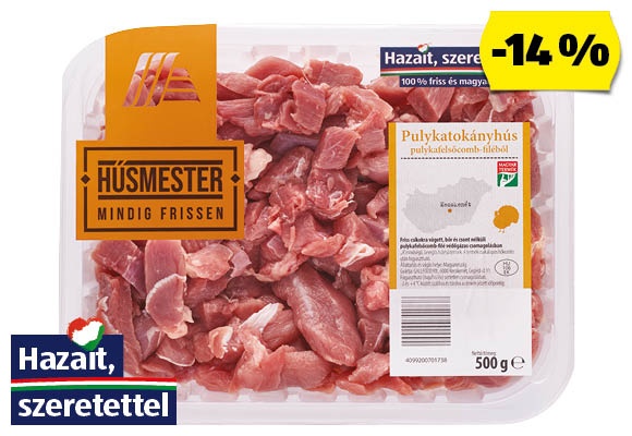 HÚSMESTER Friss pulyka-tokányhús, 500 g/tálca