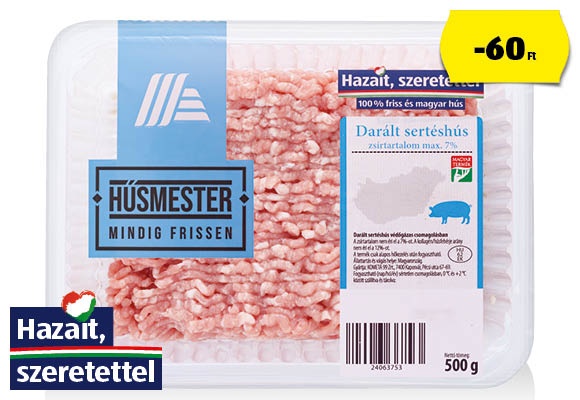 HÚSMESTER Friss darált sertéshús, 500 g/tálca