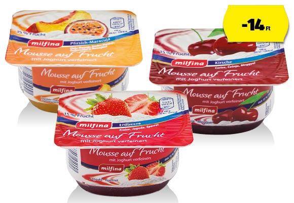 MILSANI / MILFINA Túródesszert gyümölccsel, 125 g/tégely