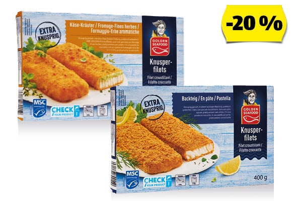 GOLDEN SEAFOOD Ropogós halszeletek, 400 g/doboz