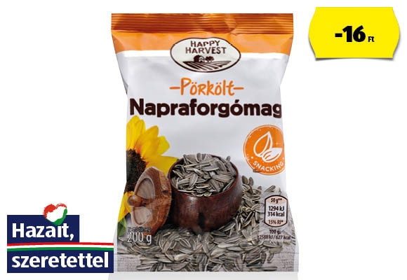 HAPPY HARVEST Pörkölt napraforgómag, 200 g/csomag