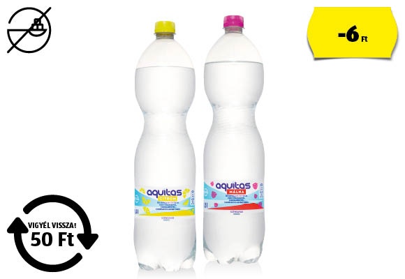 AQUITAS Ízesített üdítőital, 1,5 l/palack