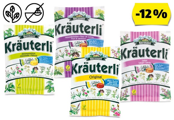 BERMONT Gyógynövényes cukorka, 125 g/csomag