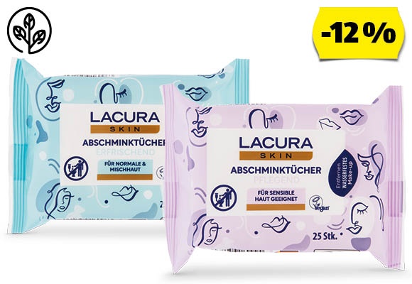 LACURA Arctisztítő kendő, 25 darab/csomag