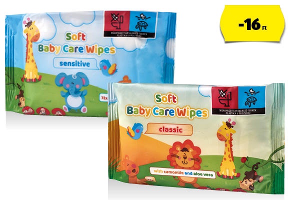 Baba törlőkendő, 72 darab/csomag