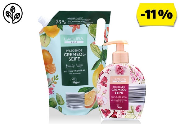 LACURA Folyékony krémszappan, 600 ml/csomag vagy 300 ml/flakon