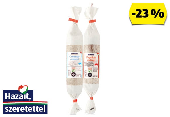 Csemege vagy paprikás szalámi, 400 g/darab