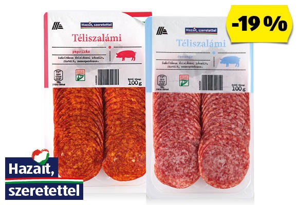 Szeletelt téliszalámi, 100 g/csomag