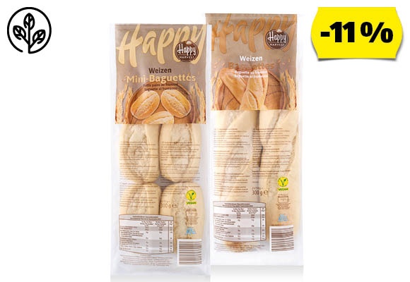 HAPPY HARVEST Mini bagett vagy bagett, 300 g/csomag