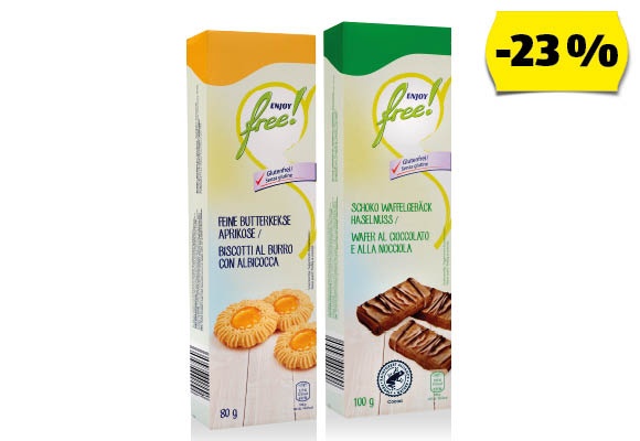 ENJOY FREE Gluténmentes keksz, 100 g vagy 80 g/doboz