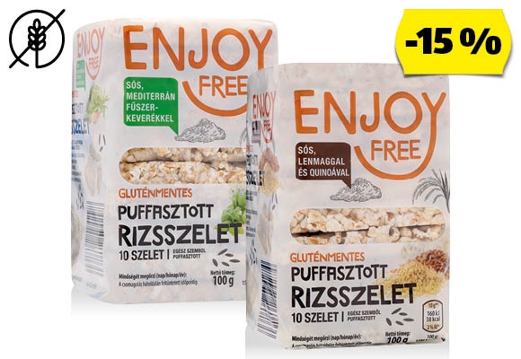 ENJOY FREE Puffasztott rizsszelet, 100 g/csomag