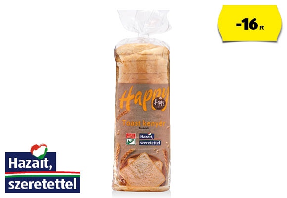 HAPPY HARVEST Toastkenyér, 500 g/csomag