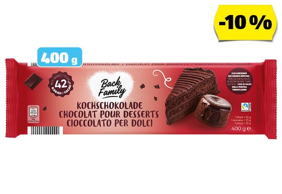 BACK FAMILY Mártócsokoládé, 400 g/darab