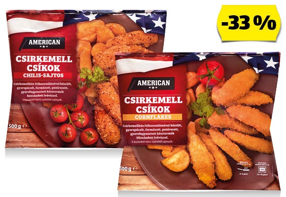 AMERICAN Csirkemellcsíkok, 500 g/csomag