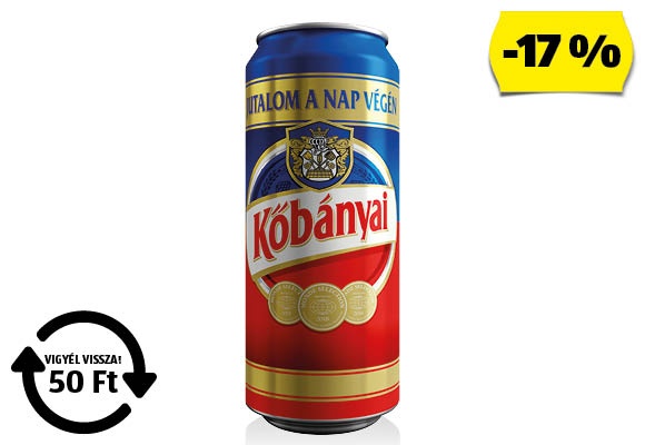 KŐBÁNYAI Világos sör, 0,5 l/doboz