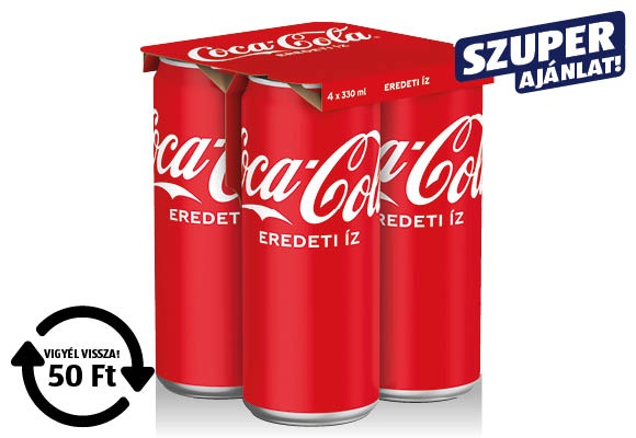 COCA-COLA / FANTA Szénsavas üdítőital, 4 x 0,33 l/csomag