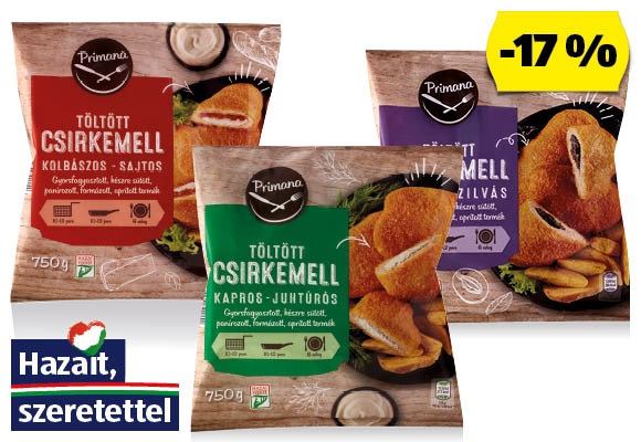 PRIMANA Töltött csirkemell, 750 g/csomag