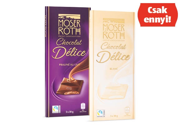 MOSER ROTH Töltött csokoládé, 5 x 30 g/doboz