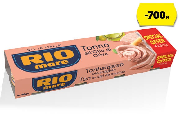 RIO MARE Tonhal olívaolajban, 4 x 80 g (4 x 52 g)/csomag