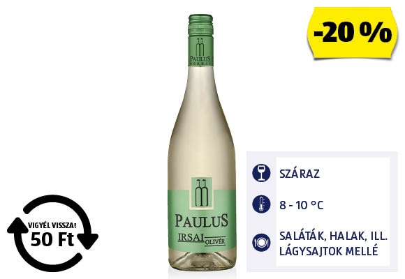 DUNÁNTÚL Paulus Irsai Olivér, 0,75 l/üveg