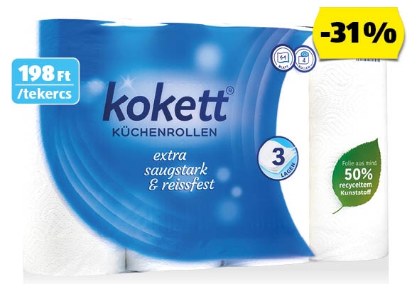 KOKETT Konyhai papírtörlő, 4 tekercs/csomag