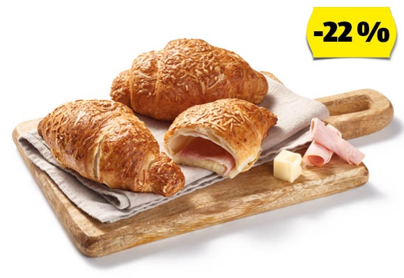 AZON MELEGÉBEN Sajtos-sonkás croissant, 95 g/darab