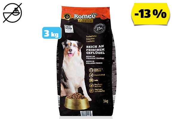 ROMEO PREMIUM Száraz kutyaeledel, 3 kg/csomag