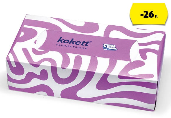 KOKETT Papír zsebkendő, 100 darab/doboz