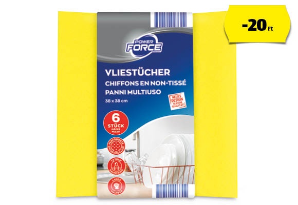 POWER FORCE Háztartási törlőkendő, 6 darab/csomag