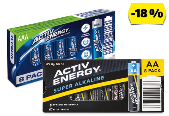 ACTIV ENERGY Alkáli elem, 8 darab/doboz