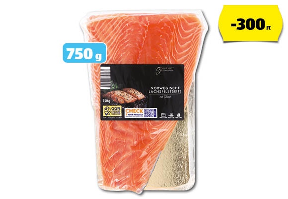 GOURMET Friss norvég lazacfilé, 750 g/tálca