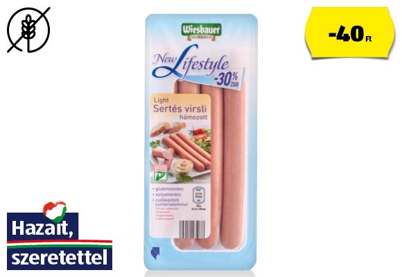 Light, hámozott sertésvirsli, 200 g/csomag