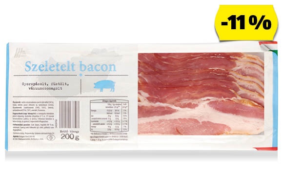 Szeletelt bacon, 200 g/csomag