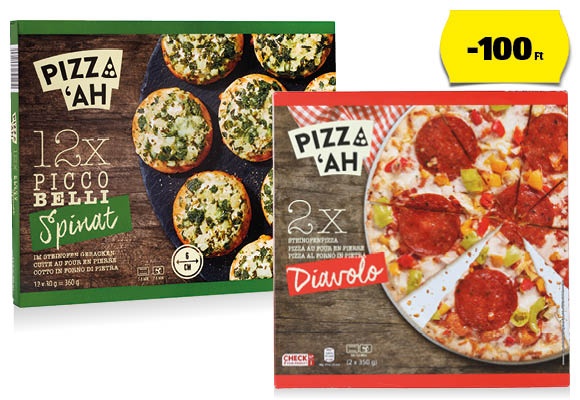 PIZZ‘AH Kövön sütött pizza, 2 x 360 g vagy 2 x 350 g/doboz
