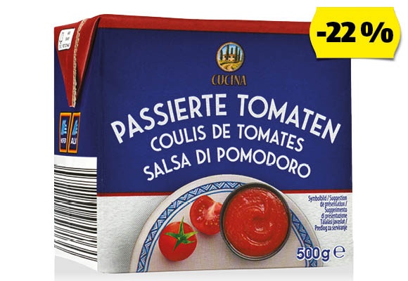 CUCINA Passzírozott paradicsom, 500 g/doboz