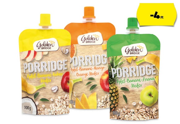 GOLDEN BRIDGE Zabkása gyümölcspürével, 100 g/tubus