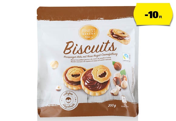 FINEST BAKERY Mogyorókrémes keksz, 200 g/csomag 