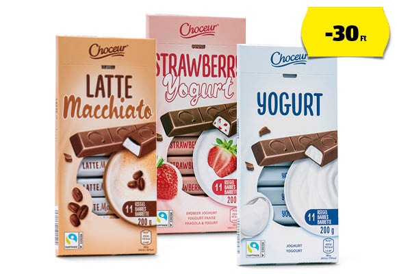 CHOCEUR Tejcsokoládé-szeletek, 200 g/doboz