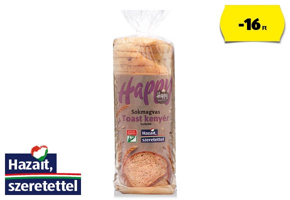 HAPPY HARVEST Sokmagvas toastkenyér, 500 g/csomag