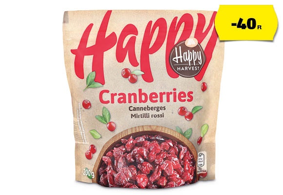 HAPPY HARVEST Aszalt vörös áfonya, 200 g/csomag