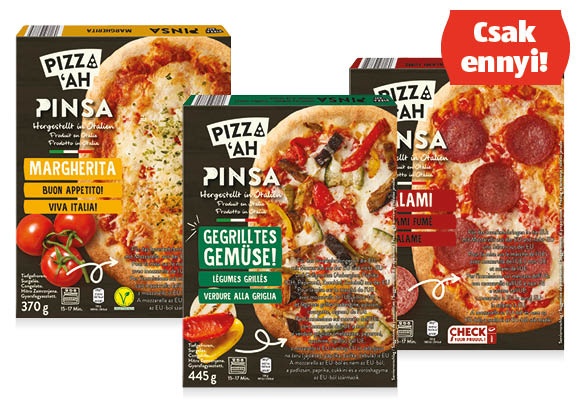 PIZZ’AH Pinsa, 445 g, 380 g vagy 370 g/doboz