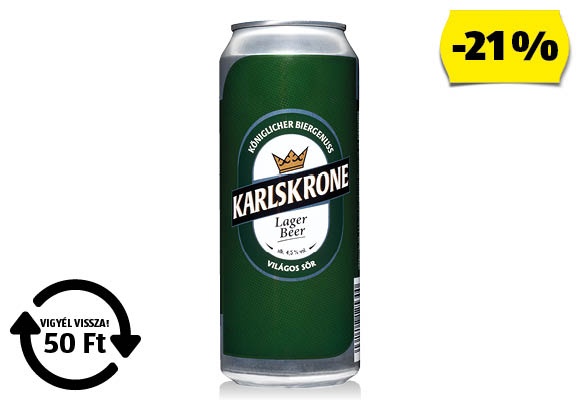 KARLSKRONE Világos sör, 0,5 l/doboz