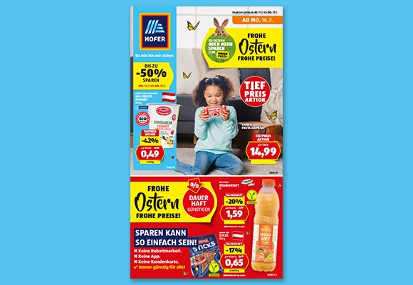 Das online HOFER-Flugblatt wird auf einem Tablet betrachtet.