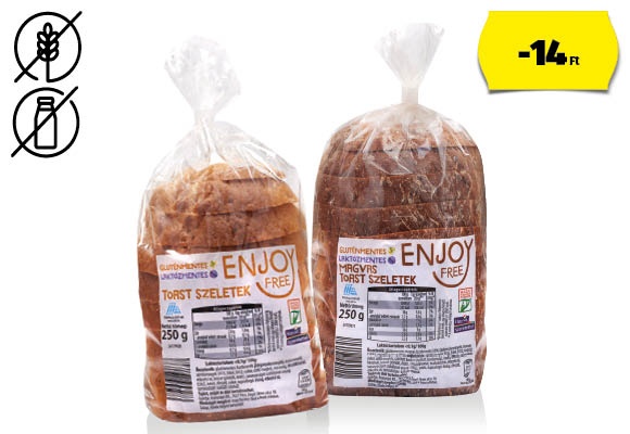 ENJOY FREE Gluténmentes toastszeletek, 250 g/csomag 